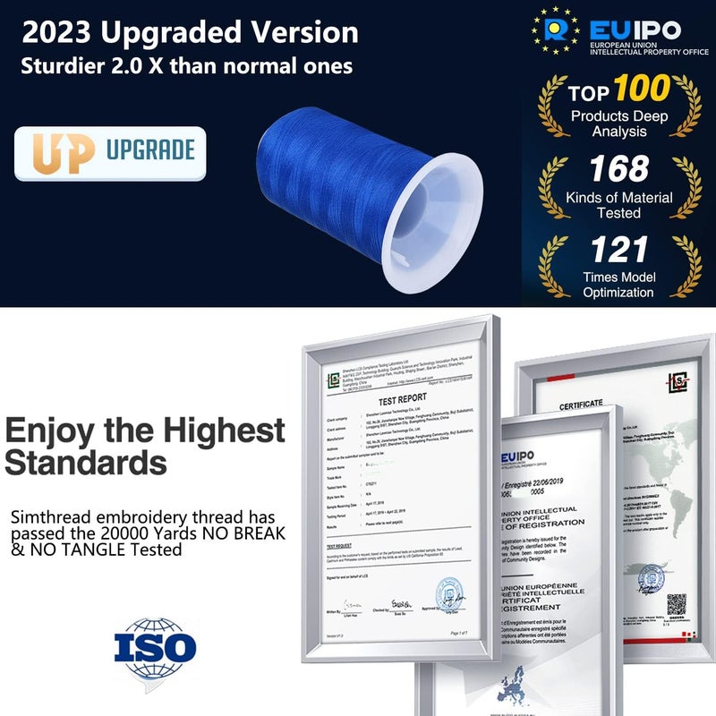 simthread Embroidery Thread 5500 Yards Dark Electic Blue 420, 2 Huge Spools 40wt Polyester for Brother, Babylock, Janome, Singer, Pfaff, Husqvarna, Bernina Machine - Image 3